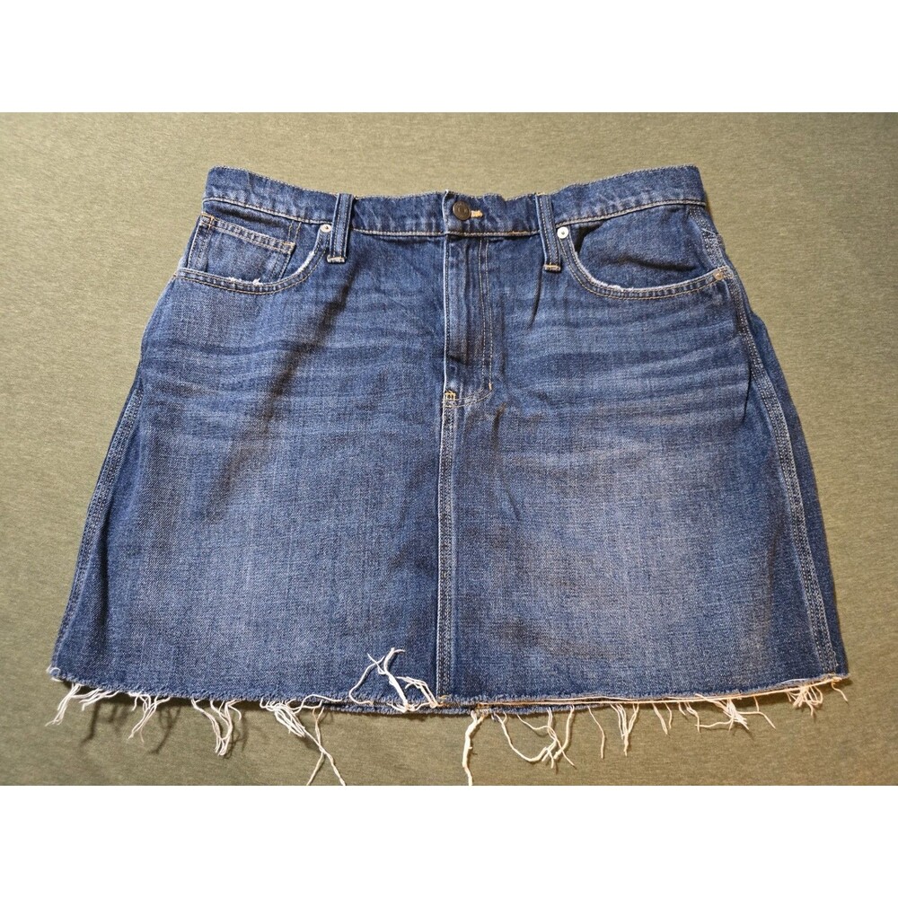 Madewell Denim Mini Skirt Size 32 Raw Edge Distressed Preppy